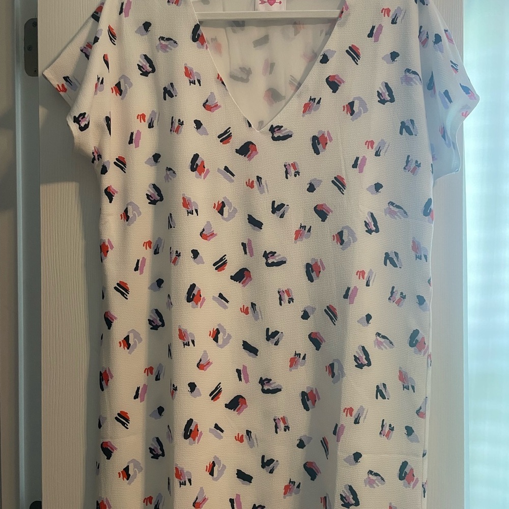 Buddy Love White Dress with Multicolor Abstract Print